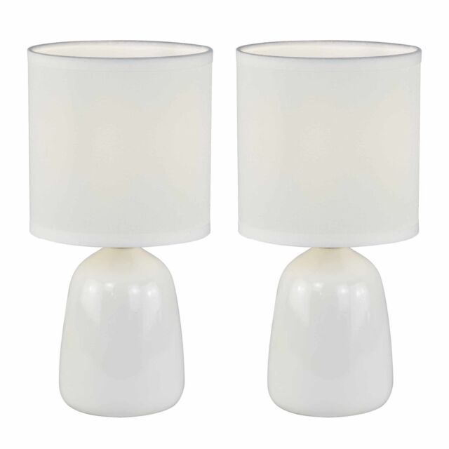 First Choice Lighting Cleo - Set of 2 White Ceramic 26cm Lamps With Shades - image 1