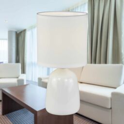 First Choice Lighting Cleo - Set of 2 White Ceramic 26cm Lamps With Shades - thumbnail 4