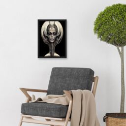 Artery8 Alien Queen Gothic Illustration Artwork Framed Wall Art Print A4 in Black - thumbnail 2