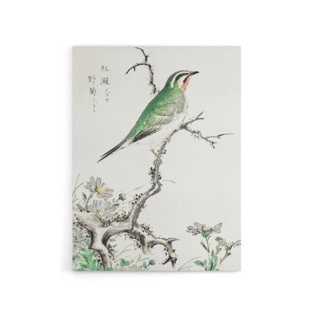"Artery8 Ruby Throat Bird & Wild Camomile Canvas Wall Art Print Kashu - Size: W12"" x H16""" - image 1