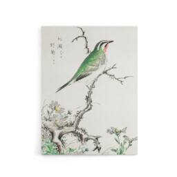 "Artery8 Ruby Throat Bird & Wild Camomile Canvas Wall Art Print Kashu - Size: W12"" x H16""" - thumbnail 1