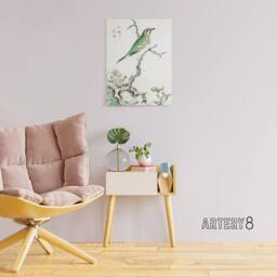"Artery8 Ruby Throat Bird & Wild Camomile Canvas Wall Art Print Kashu - Size: W12"" x H16""" - thumbnail 3