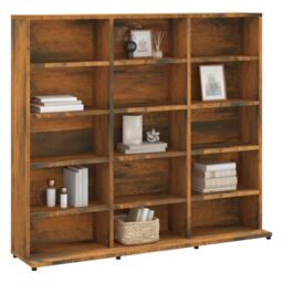 Berkfield Home CD Cabinet Smoked Oak 102x23x89.5 cm Engineered Wood in Brown - thumbnail 3