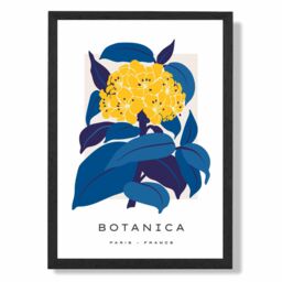 ARTZE Abstract Yellow & Blue Hydrangea Flower Market Gallery Framed Print SIZE: A2 with Black Frame - Size: A3 - thumbnail 1