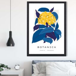 ARTZE Abstract Yellow & Blue Hydrangea Flower Market Gallery Framed Print SIZE: A2 with Black Frame - Size: A3 - thumbnail 2