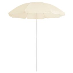 Berkfield Home Outdoor Parasol with Steel Pole Sand 180 cm in Beige - thumbnail 1