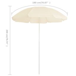 Berkfield Home Outdoor Parasol with Steel Pole Sand 180 cm in Beige - thumbnail 5