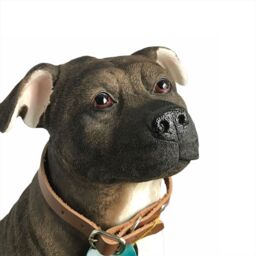 Animal Crackers Large Staffordshire Bull Terrier Brindle Brown Dog Figurine By Leonardo, height 26cm - thumbnail 3