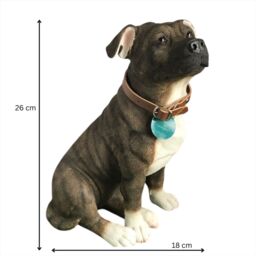 Animal Crackers Large Staffordshire Bull Terrier Brindle Brown Dog Figurine By Leonardo, height 26cm - thumbnail 2