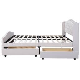 BTM White Upholstered Bed 135x190cm with 2 Drawers & Headboard - Size: 135x190 cm - thumbnail 8