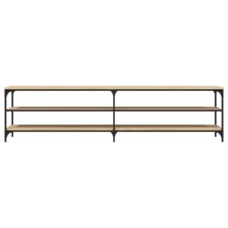 Berkfield Home TV Cabinet Sonoma Oak 200x30x50 cm Engineered Wood & Metal in Brown - Size: 200 x 30 x 50 cm - thumbnail 5