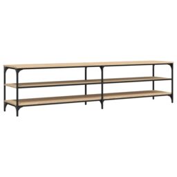 Berkfield Home TV Cabinet Sonoma Oak 200x30x50 cm Engineered Wood & Metal in Brown - Size: 200 x 30 x 50 cm - thumbnail 2
