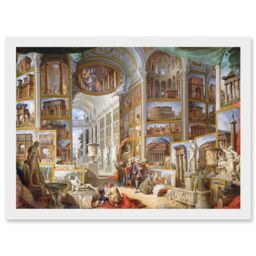 Artery8 Panini Ancient Rome Monuments Allegory Painting Artwork Framed Wall Art Print A4 in White - thumbnail 1
