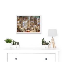 Artery8 Panini Ancient Rome Monuments Allegory Painting Artwork Framed Wall Art Print A4 in White - thumbnail 2