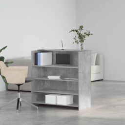 Berkfield Home Reception Desk Concrete Grey 100x50x103.5 cm Engineered Wood - thumbnail 3