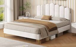 BTM Upholstered Ottoman Velvet Tufted Headboard Storage bed frame in Beige - Size: Single - thumbnail 8