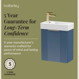 Balterley Blue 400mm Wall Hung Vanity Unit with Brushed Brass Handle - thumbnail 6