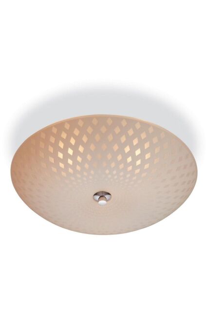 Netlighting Celine 3 Light Semi Flush Ceiling Light Opal Glass Decorative Pattern E14 in White
