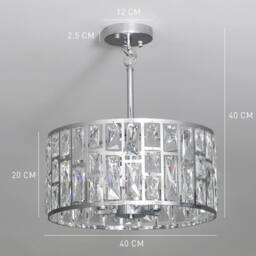 HOMCOM Modern Flush Mount Ceiling Light, Crystal Chandelier for Living Room in Silver - thumbnail 3