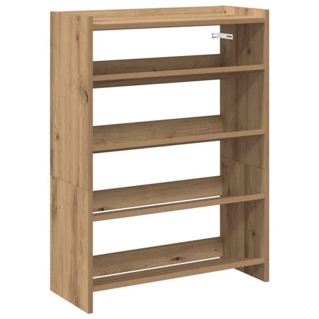 Berkfield Home Shoe Rack Artisan Oak 60x25x81 cm Engineered Wood in Brown - Size: 60 x 25 x 81 cm - image 1