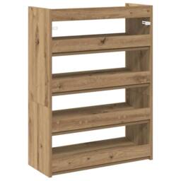 Berkfield Home Shoe Rack Artisan Oak 60x25x81 cm Engineered Wood in Brown - Size: 60 x 25 x 81 cm - thumbnail 6