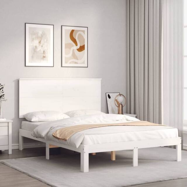 Berkfield Home Bed Frame without Mattress White Small Double Solid Wood Pine - image 1