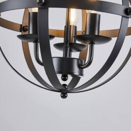 NIVOR 3 Light Industrial Globe Vintage Chandelier Spherical Pendant E14 in Black - thumbnail 8
