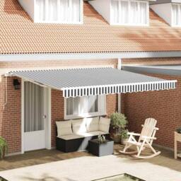 Berkfield Home Manual Retractable Awning Anthracite&White 400x300 cm - thumbnail 2