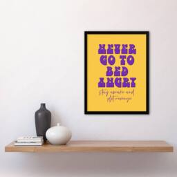 Artery8 Never Go To Bed Angry Stay Awake Plot Revenge Framed Wall Art Print in Yellow - Size: A4 - thumbnail 4