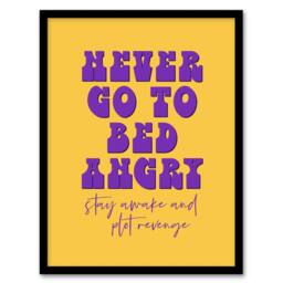 Artery8 Never Go To Bed Angry Stay Awake Plot Revenge Framed Wall Art Print in Yellow - Size: A4 - thumbnail 1