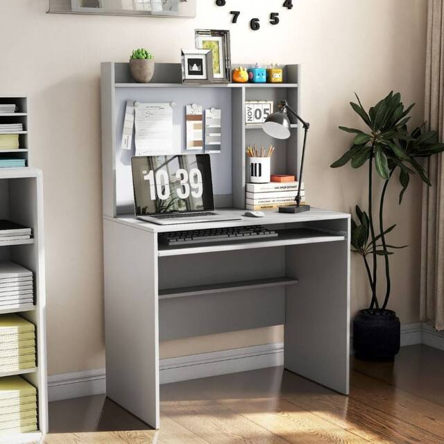 Costway Computer Desk Home Office Desk w/Magnetic Bulletin Board in Grey - image 1