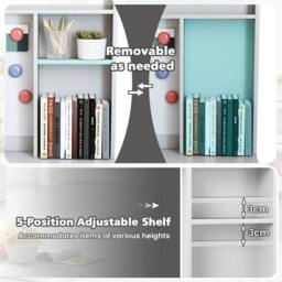 Costway Computer Desk Home Office Desk w/Magnetic Bulletin Board in Grey - thumbnail 6