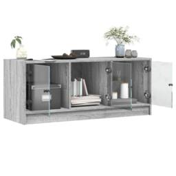 Berkfield Home TV Cabinet with Glass Doors Grey Sonoma 102x37x42 cm - Size: 102 x 37 x 42 cm - thumbnail 5
