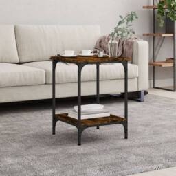 Berkfield Home Decorative Coffee Table Smoked Oak 40x40x55 cm Engineered Wood in Brown - Size: 40 x 40 x 55 cm - thumbnail 2