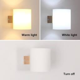Goeco E27 Wooden Interior Wall Lamp Modern Design Wall Lamp Glass Lampshade in White - thumbnail 6