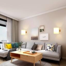 Goeco E27 Wooden Interior Wall Lamp Modern Design Wall Lamp Glass Lampshade in White - thumbnail 4