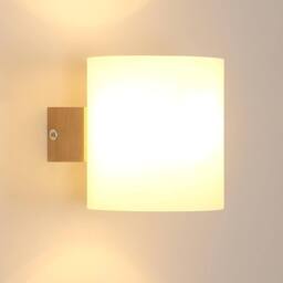 Goeco E27 Wooden Interior Wall Lamp Modern Design Wall Lamp Glass Lampshade in White