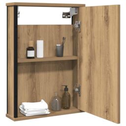 Berkfield Home Bathroom Mirror Cabinet Artisan Oak 42x12x60 cm Engineered Wood in Brown - Size: 42 x 12 x 60 cm - thumbnail 3