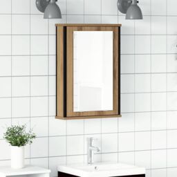 Berkfield Home Bathroom Mirror Cabinet Artisan Oak 42x12x60 cm Engineered Wood in Brown - Size: 42 x 12 x 60 cm