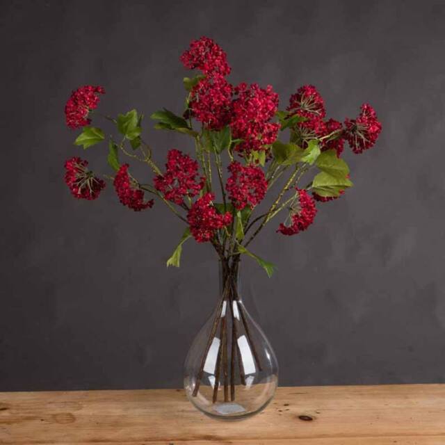 Lemon Pavilion Furniture and Decor Autumnal Viburnum Artificial Flower, Plastic, L18 x W27 x H63 cm, Red
