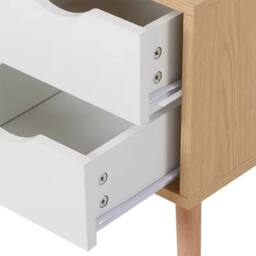 FORGEVIO White Bedside Table 2 Drawers Wooden Nightstand Side - thumbnail 5