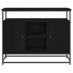 Berkfield Home Sideboard Black Oak 100x35x80 cm Engineered Wood & Steel - Size: 100 x 35 x 80 cm - thumbnail 6