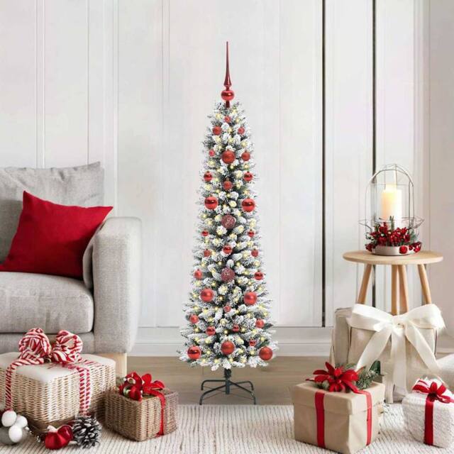 Berkfield Home Artificial Christmas Tree with 150 LEDs Green & white 120 cm - image 1