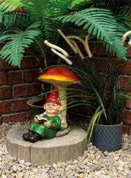 St Helens Female Gnome under light up mushroom in Green - thumbnail 2