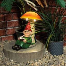 St Helens Female Gnome under light up mushroom in Green - thumbnail 1