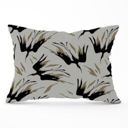 Warren Reed - Designer Black & Gold Fire Bird Silhouettes Cushions in Grey - Size: 60 cm x 60 cm - thumbnail 1