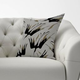 Warren Reed - Designer Black & Gold Fire Bird Silhouettes Cushions in Grey - Size: 60 cm x 60 cm - thumbnail 2