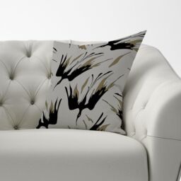 Warren Reed - Designer Black & Gold Fire Bird Silhouettes Cushions in Grey - Size: 60 cm x 60 cm - thumbnail 3