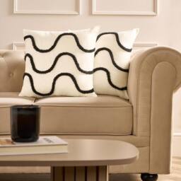OHS 2 x Tufted Wave Cushion Cover Luxury Modern in Natural - Size: 45 cm x 45 cm - thumbnail 1