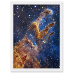Artery8 NASA James Webb Space Telescope Pillars of Creation Eagle Nebula Artwork Framed Wall Art Print A4 in White - thumbnail 1